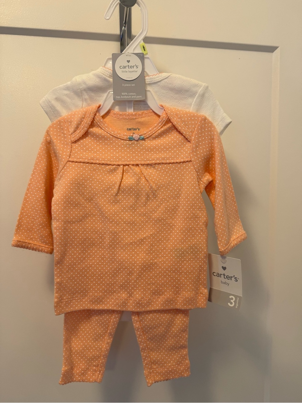 Carter's Peach and White Polka Dot Baby 3-Piece Set